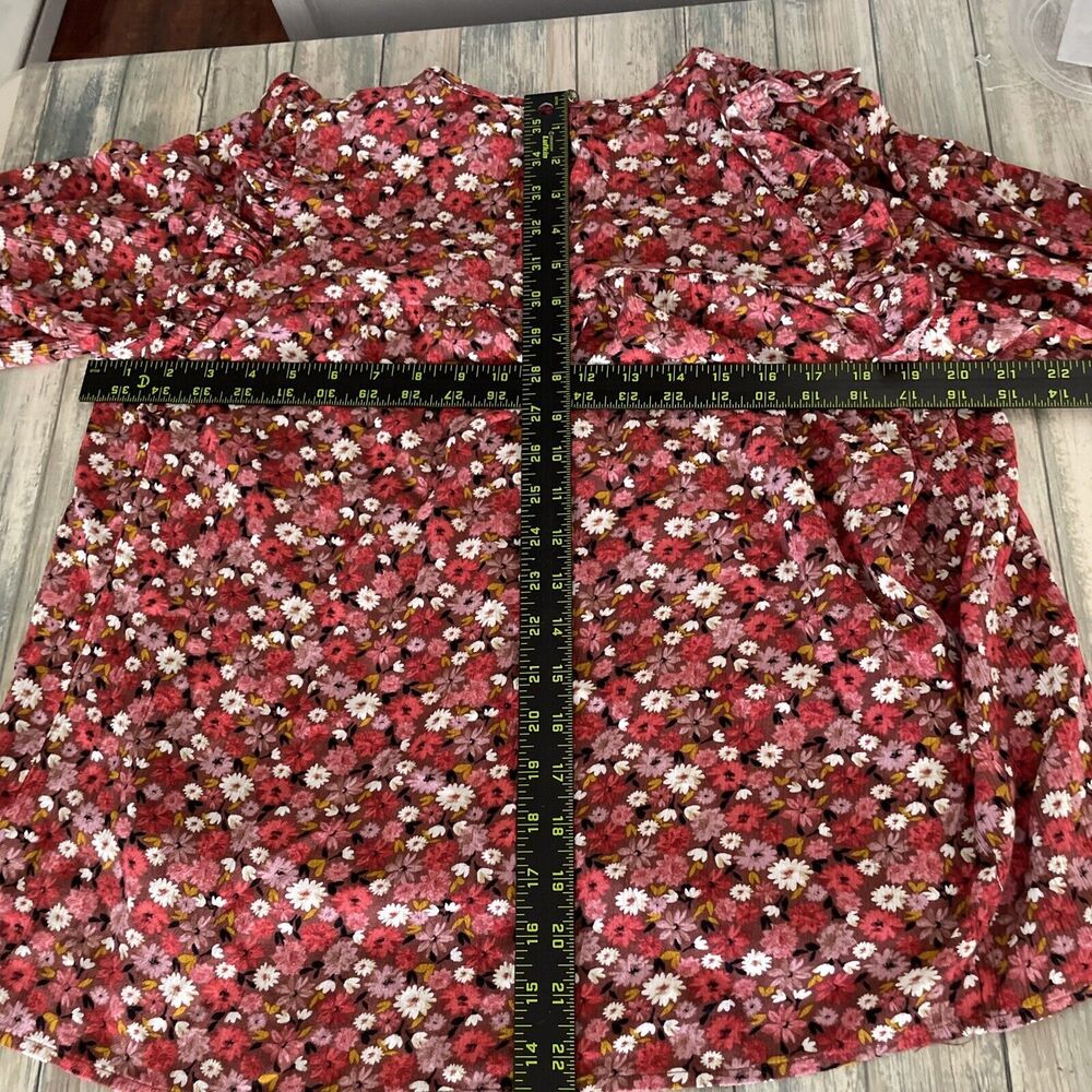 Knox Rose Womens Top Medium Cottage Core Boho Floral Ruffle Hippie Shirred Pink - Picture 10 of 14